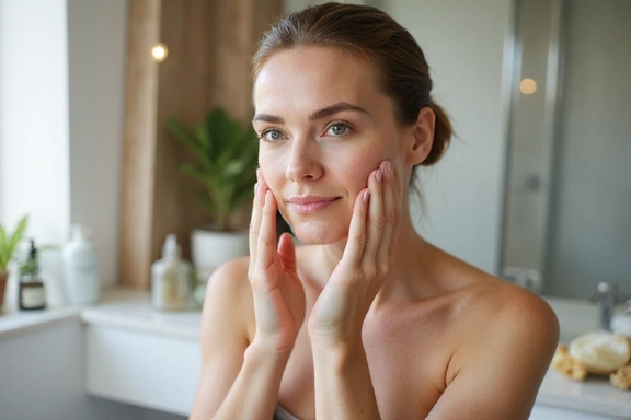 Woman applying skincare products as part of anti-aging routine